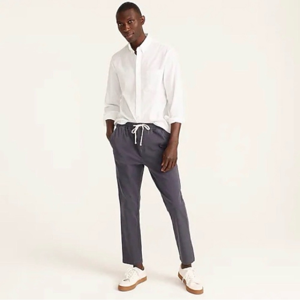 J.Crew Men’s Slim Fit Dock Pants Submarine Blue Small Drawstring Waist Nautical